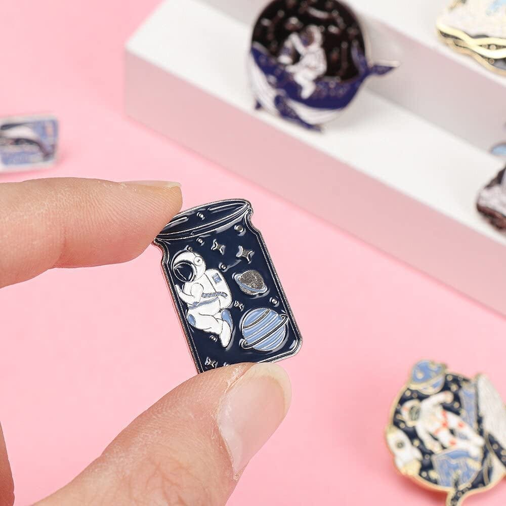 KASMOM Astronaut and Whale Enamel Pin Adventure Ocean Drifting Wishing Bottle Brooches Bag Lapel Pin Badge Jewelry Gift for Friends - Type 1