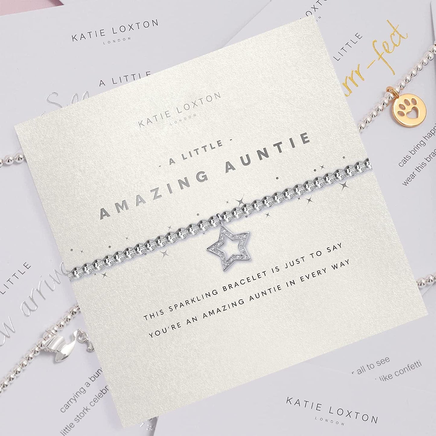 Katie Loxton a Little Family Womens Stretch Adjustable Band Fashion Faceted Charm Bracelet Apparel & Accessories > Jewelry > Bracelets Katie Loxton