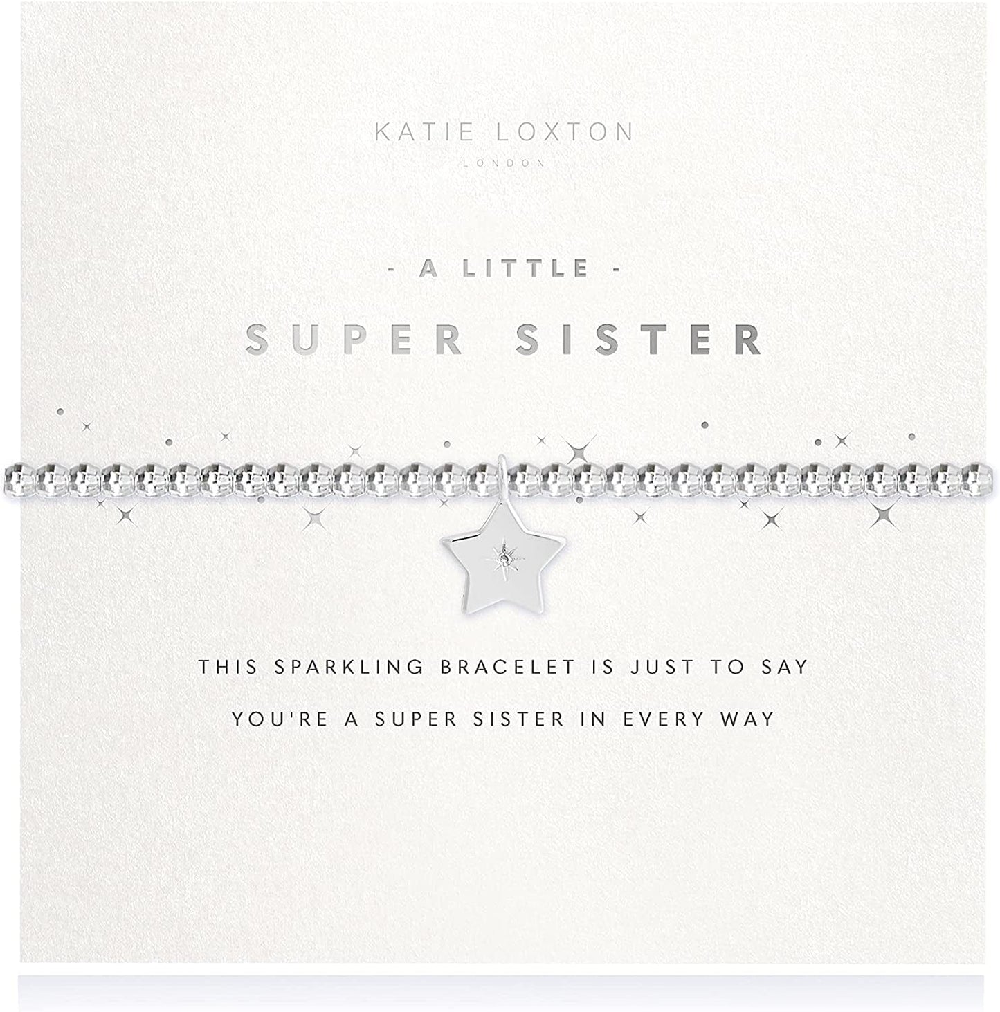 Katie Loxton a Little Family Womens Stretch Adjustable Band Fashion Faceted Charm Bracelet Apparel & Accessories > Jewelry > Bracelets Katie Loxton SUPER SISTER