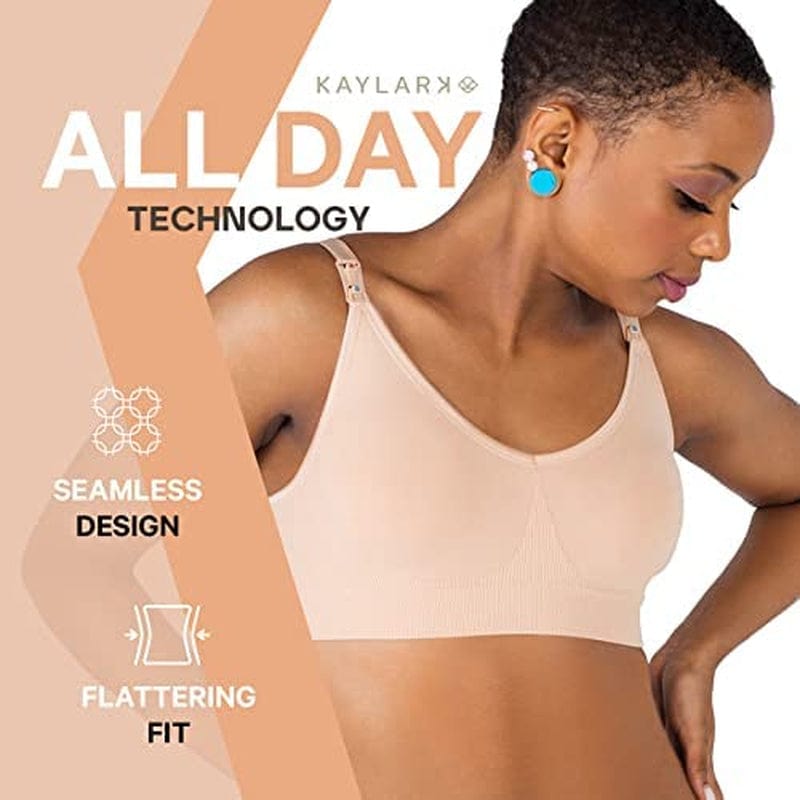 KAYLARK - Seamless Nursing Bra, Maternity Bra with Reminder Clips, Breastfeeding Essentials for New Moms, Maternity Underwear