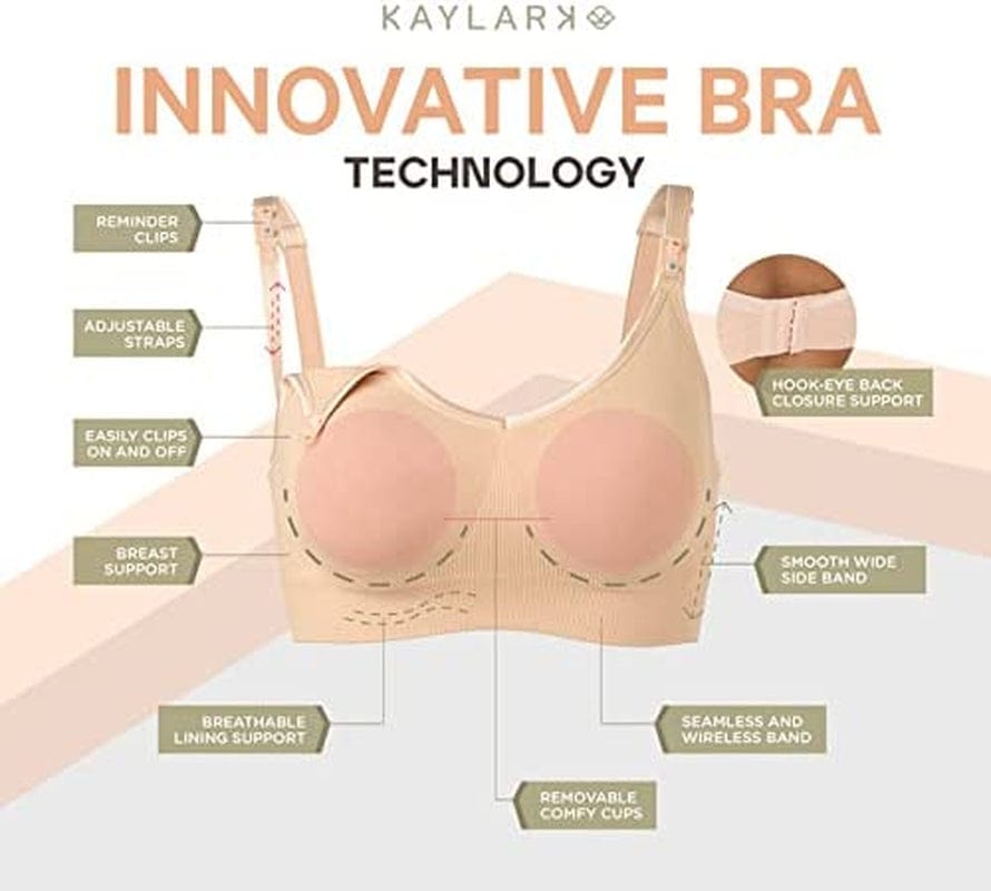 KAYLARK - Seamless Nursing Bra, Maternity Bra with Reminder Clips, Breastfeeding Essentials for New Moms, Maternity Underwear