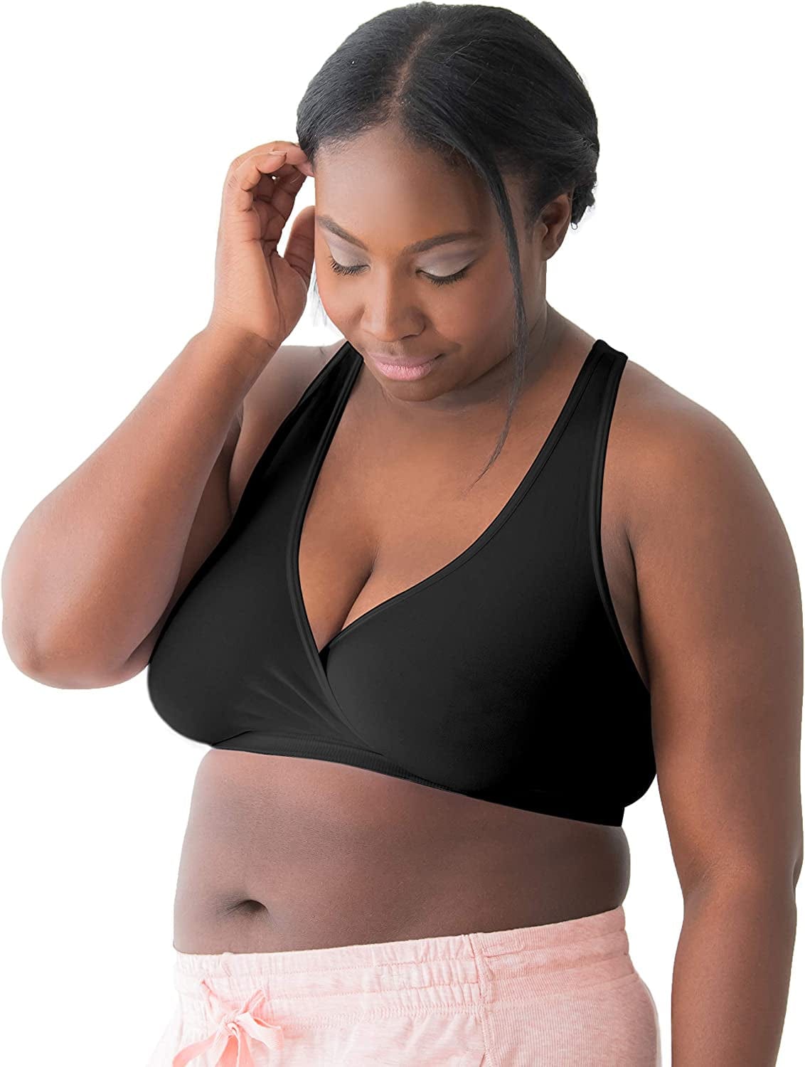 Keep Cool Sleep Bra | Seamless Maternity & Nursing Sleep Bra with Full Back Breathing Zone and Soft Touch Fabric Black / Nursing Sleep Bra / Medium