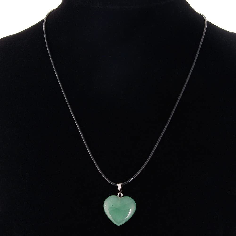 Keyzone 20 Pieces Heart Shaped Stone Pendants Charms Crystal Chakra Beads for DIY Necklace Jewelry Making, 2 Sizes, Assorted Color