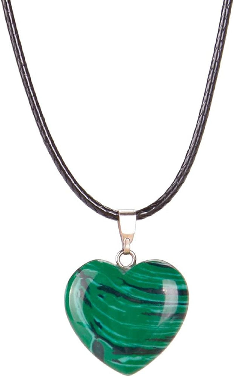 Keyzone 20 Pieces Heart Shaped Stone Pendants Charms Crystal Chakra Beads for DIY Necklace Jewelry Making, 2 Sizes, Assorted Color