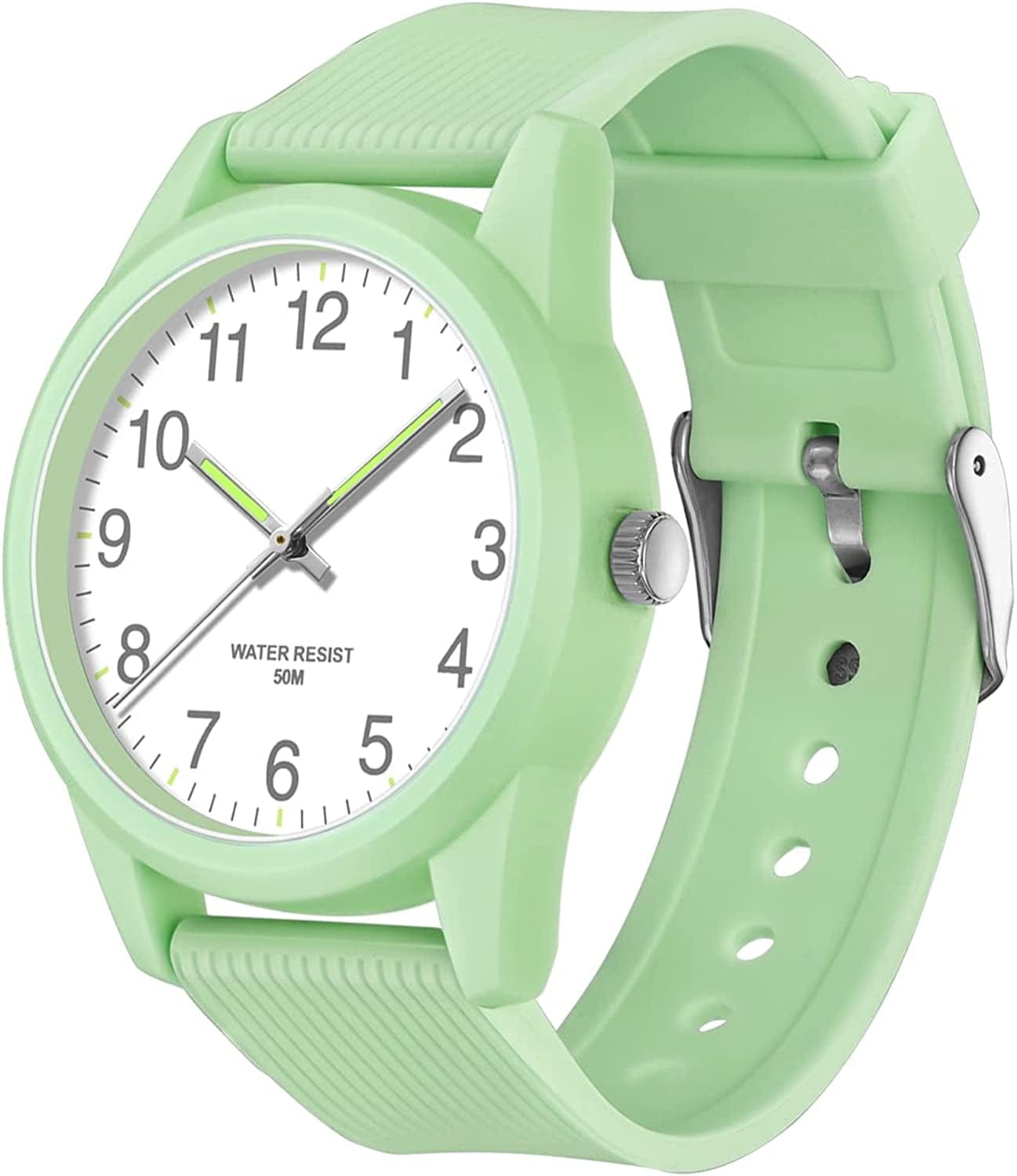 Kids Analog Watches for Boys Girls 50M Waterproof Kids Watches Learning Time Easy to Read Great Christmas Birthday Gifts for Ages 4-12 Kids Green