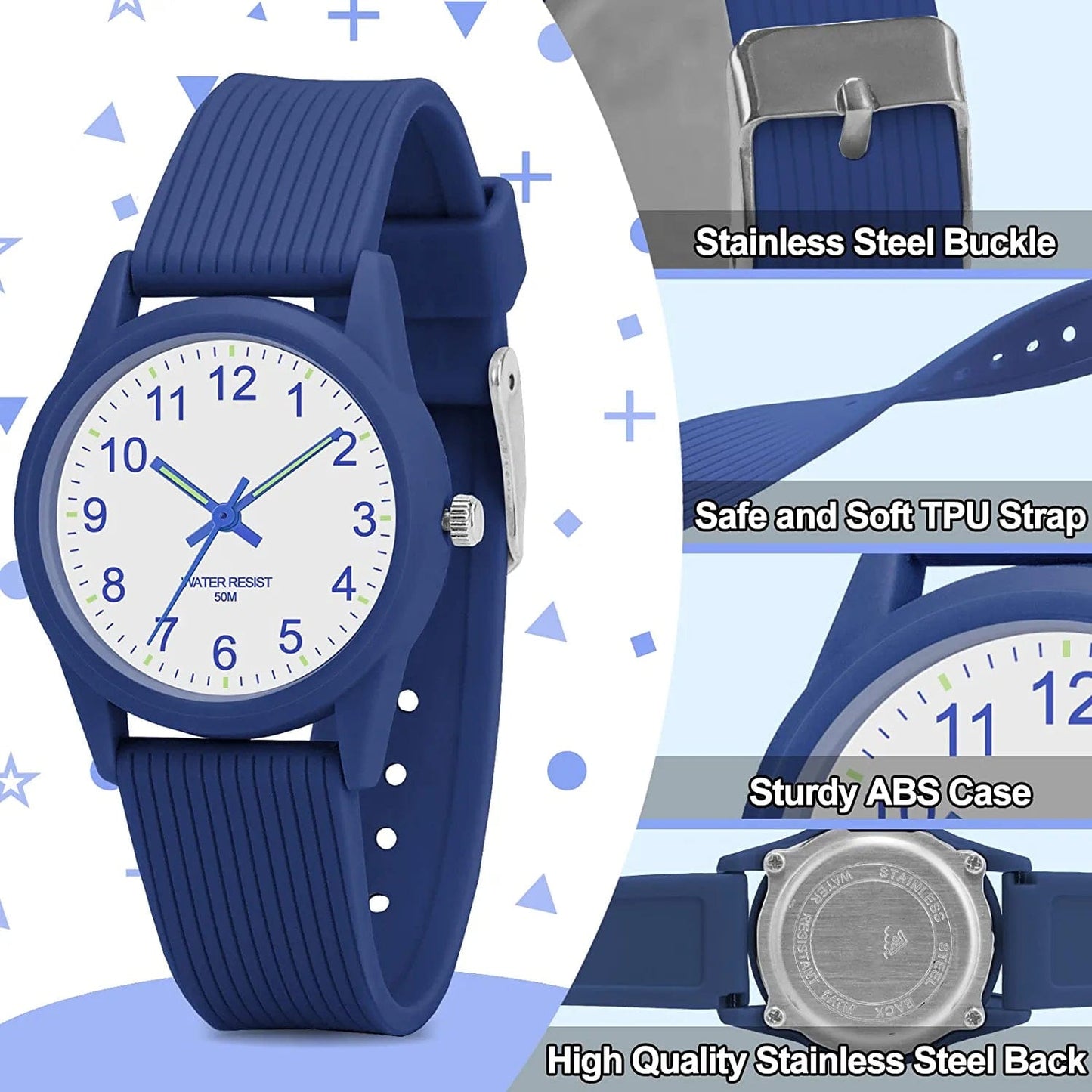 Kids Analog Watches for Boys Girls 50M Waterproof Kids Watches Learning Time Easy to Read Great Christmas Birthday Gifts for Ages 4-12 Kids