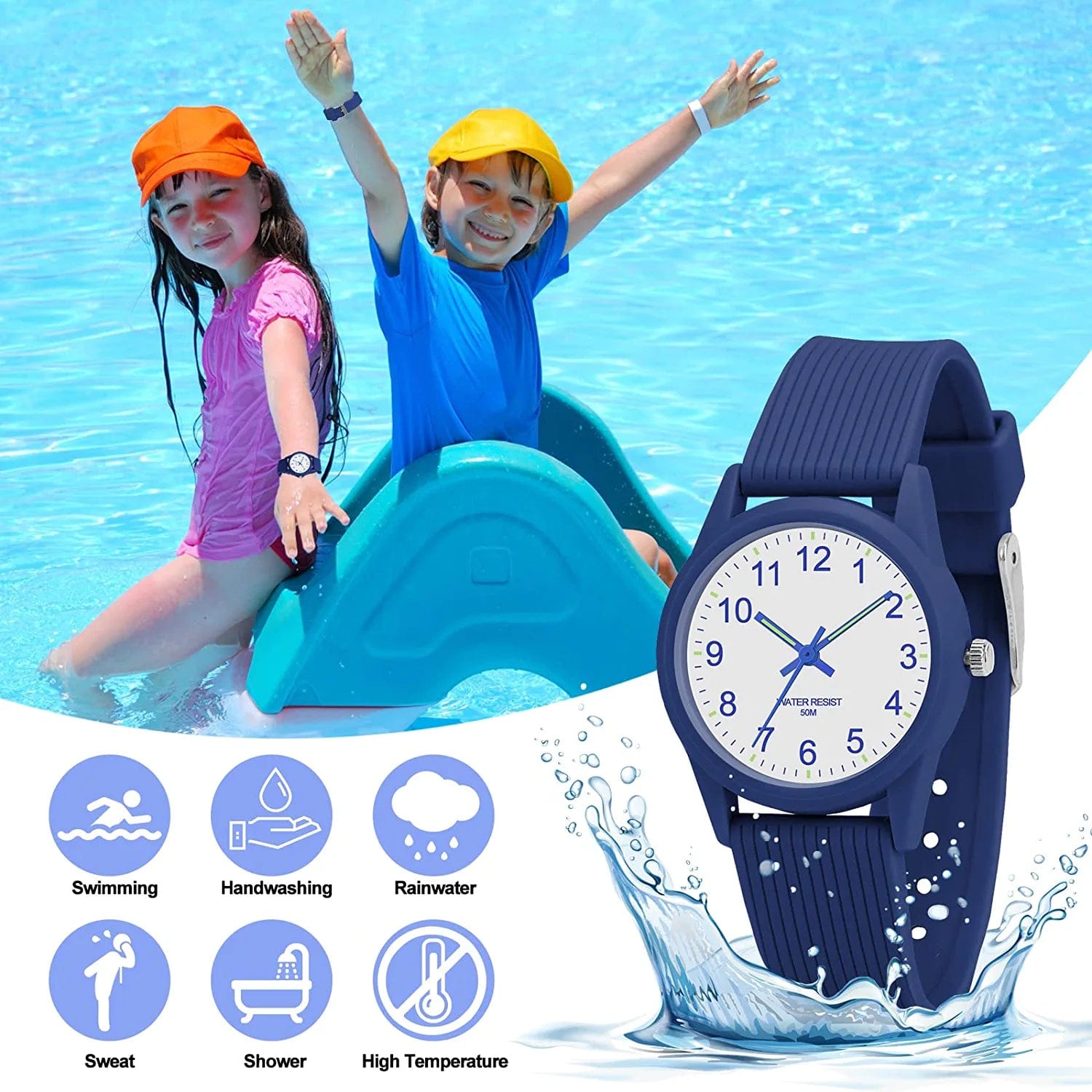 Kids Analog Watches for Boys Girls 50M Waterproof Kids Watches Learning Time Easy to Read Great Christmas Birthday Gifts for Ages 4-12 Kids