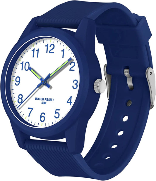 Kids Analog Watches for Boys Girls 50M Waterproof Kids Watches Learning Time Easy to Read Great Christmas Birthday Gifts for Ages 4-12 Kids Blue