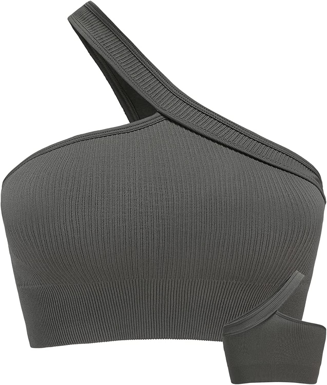 KIKIWING Cropped Tank Top Longline Bralette Sports Bra Tank Top 2 Pack Brami Tops Ribbed Crop Top Seamless Sports Bra Set S-dark Grey / Large