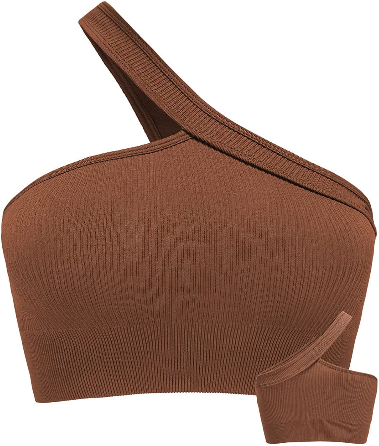 KIKIWING Cropped Tank Top Longline Bralette Sports Bra Tank Top 2 Pack Brami Tops Ribbed Crop Top Seamless Sports Bra Set S-bronze / Large