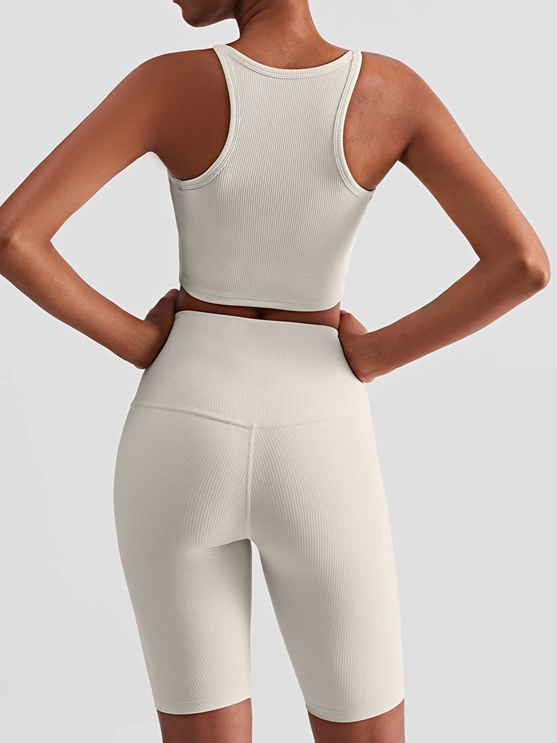 KIKIWING Cropped Tank Top Longline Bralette Sports Bra Tank Top 2 Pack Brami Tops Ribbed Crop Top Seamless Sports Bra Set