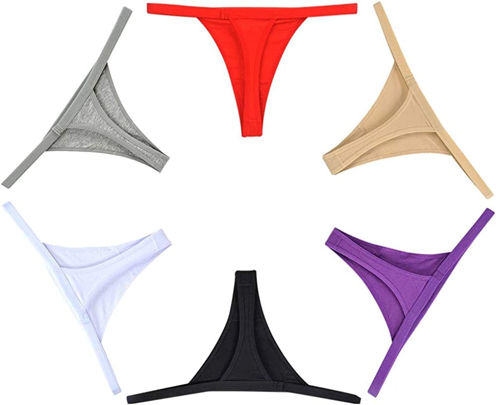 Kissecret Women Cotton String Thong Underwear Pack of 6Pcs Breathable G-String Panties for Ladies