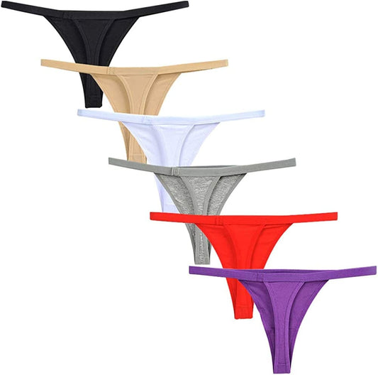 Kissecret Women Cotton String Thong Underwear Pack of 6Pcs Breathable G-String Panties for Ladies