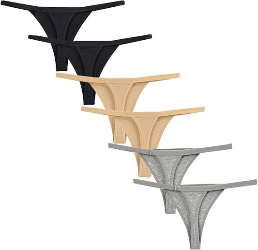 Kissecret Women Cotton String Thong Underwear Pack of 6Pcs Breathable G-String Panties for Ladies