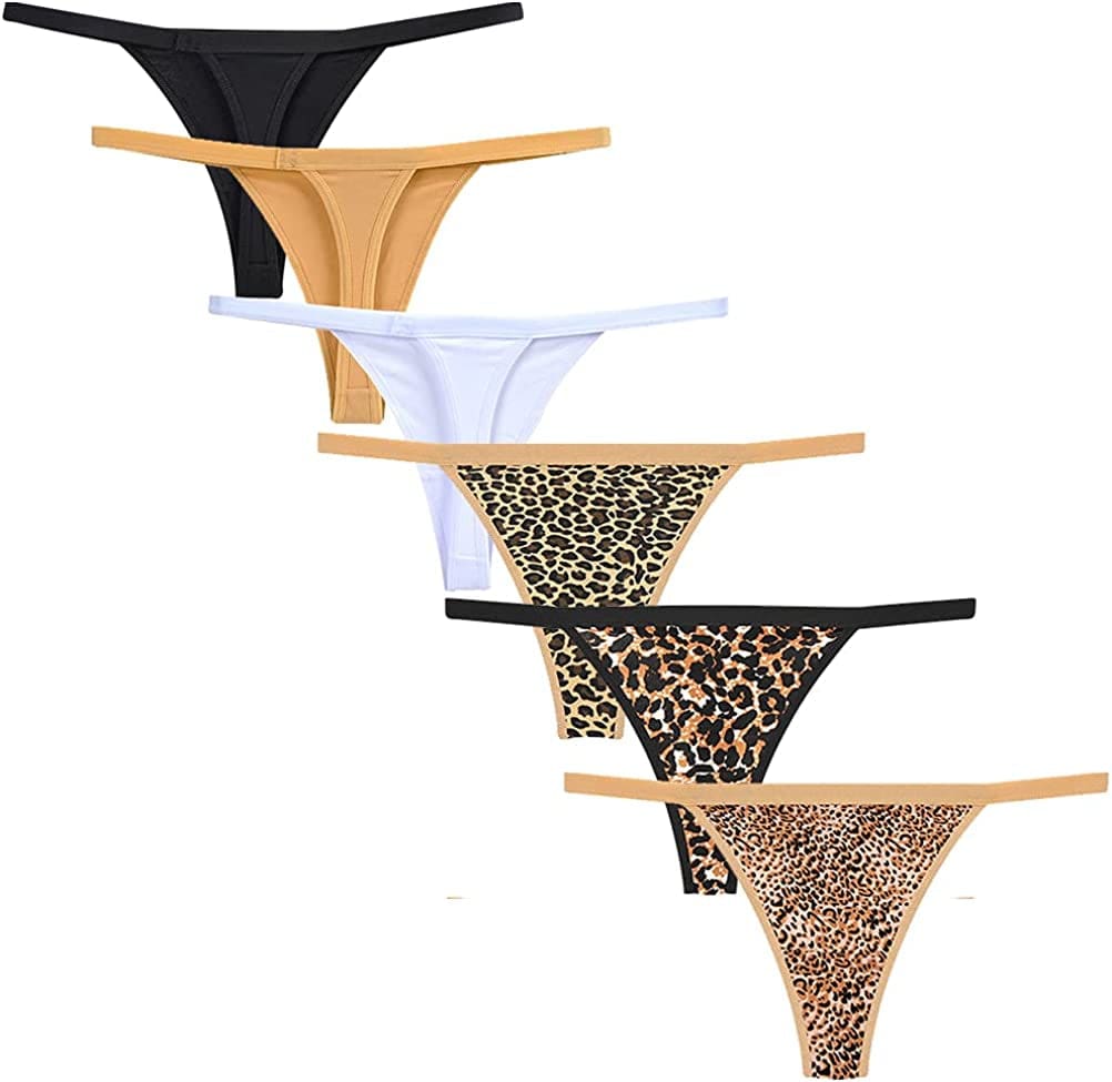 Kissecret Women Cotton String Thong Underwear Pack of 6Pcs Breathable G-String Panties for Ladies
