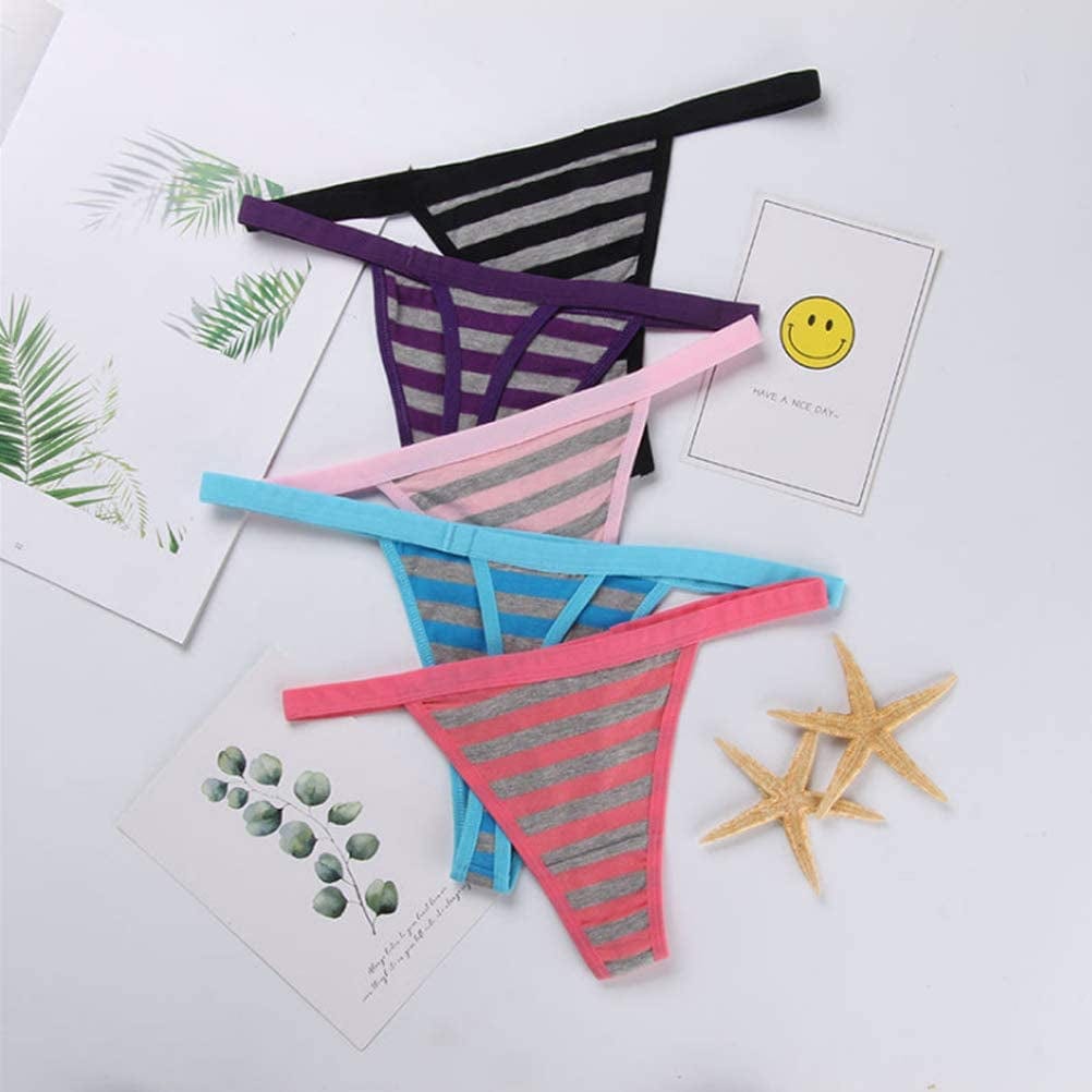 Kissecret Women Cotton String Thong Underwear Pack of 6Pcs Breathable G-String Panties for Ladies