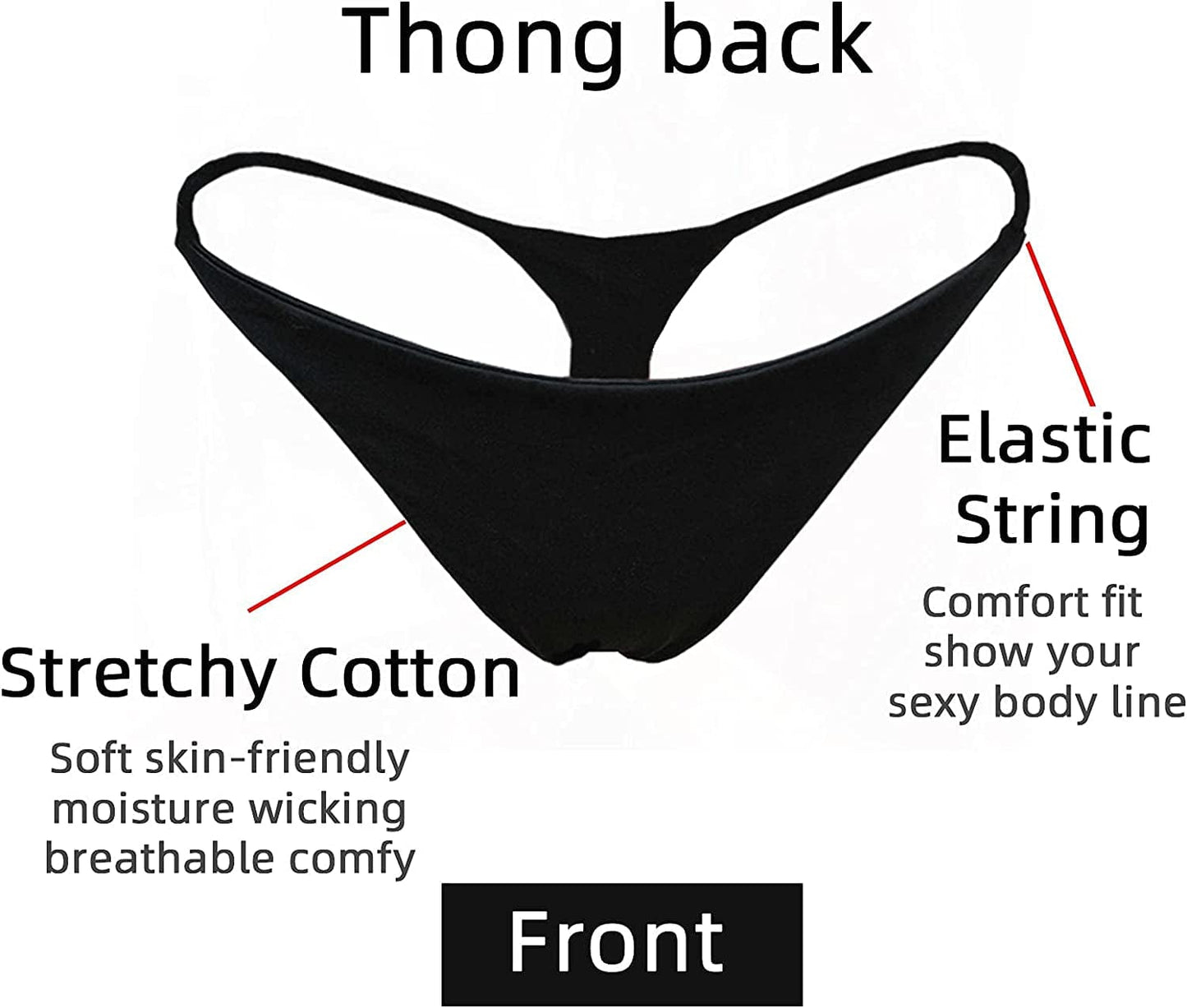 KUKU PANDA Cotton Thongs for Women Sexy Seamless Woman G String Panties 3 Pack Set