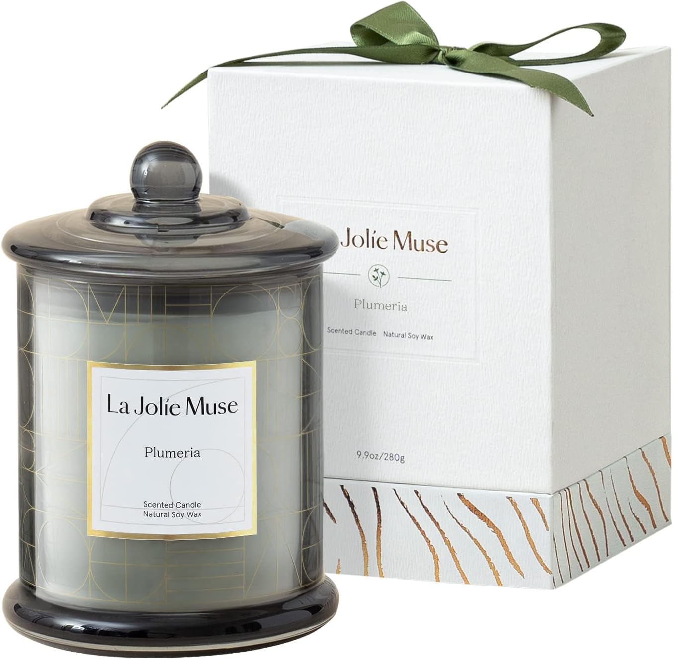 LA JOLIE MUSE Candles Gifts for Women, Candles for Women with Gift Box, Jasmine Scented Candle, Candles for Home Scented, Natural Soy Candles, 70 Hours 10 Oz Plumeria / Pack 1