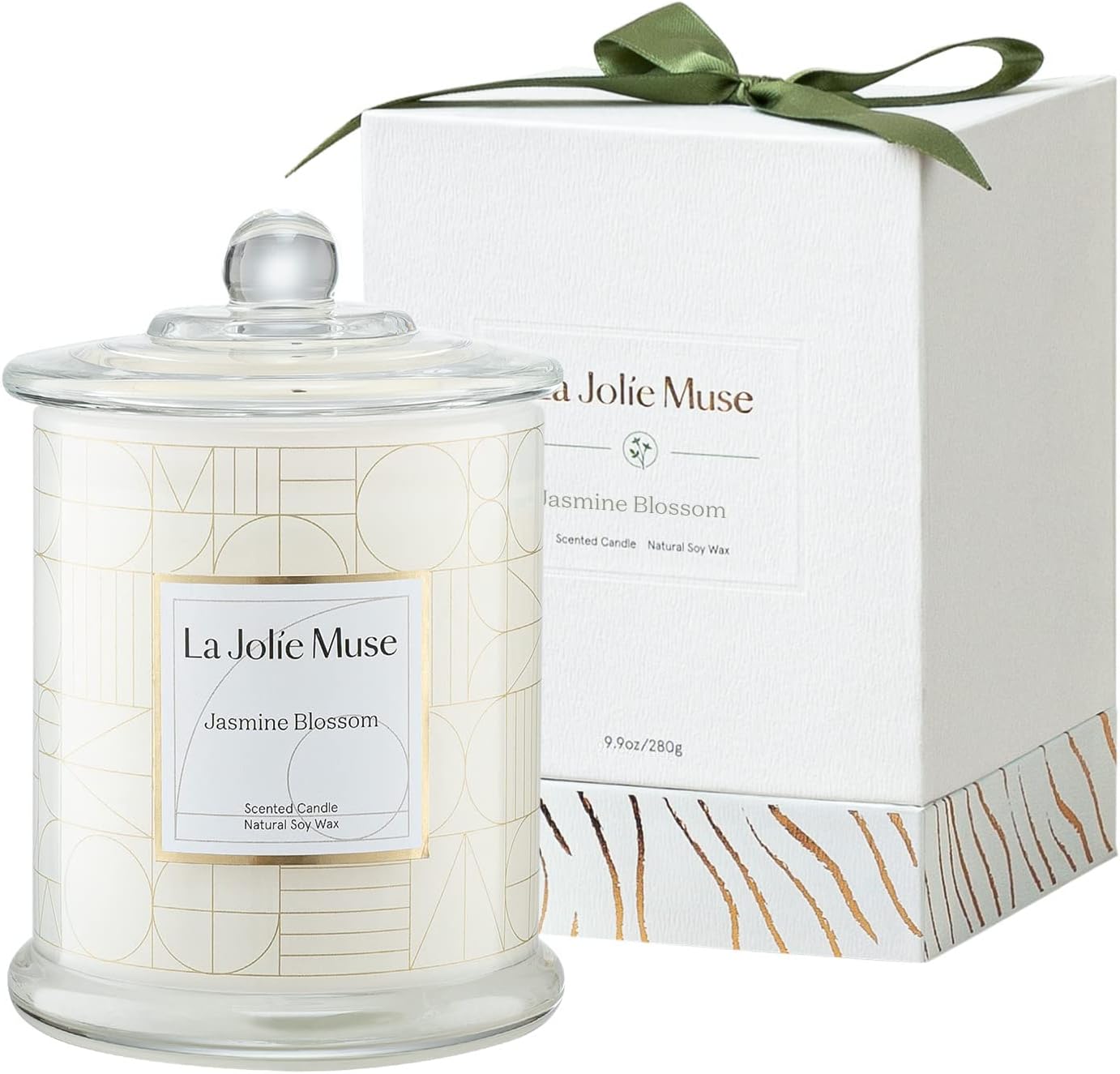 LA JOLIE MUSE Candles Gifts for Women, Candles for Women with Gift Box, Jasmine Scented Candle, Candles for Home Scented, Natural Soy Candles, 70 Hours 10 Oz Jasmine / Pack 1