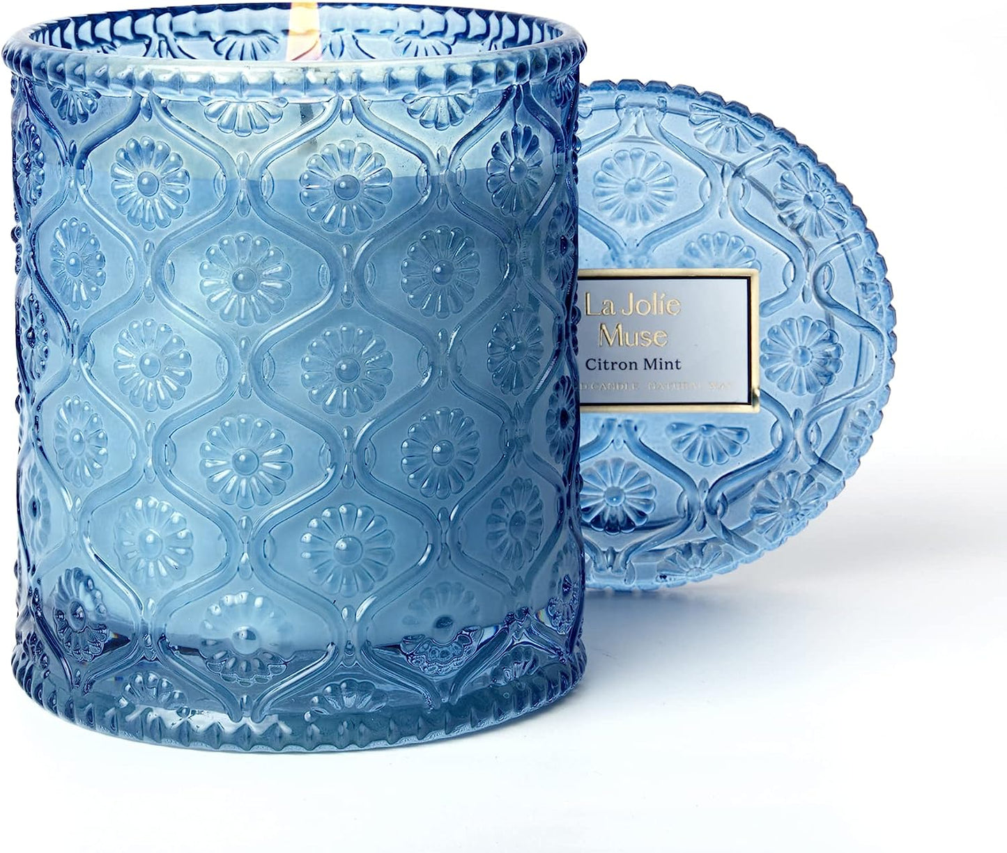 LA JOLIE MUSE Sandalwood & Patchouli Scented Candle, Candles for Home Scented, 8 Oz 50 Hours Burn, Candles Gift for Women & Men Citron Mint / Pack 1