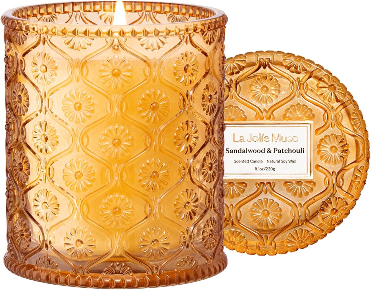 LA JOLIE MUSE Sandalwood & Patchouli Scented Candle, Candles for Home Scented, 8 Oz 50 Hours Burn, Candles Gift for Women & Men Sandalwood Patchouli / Pack 1
