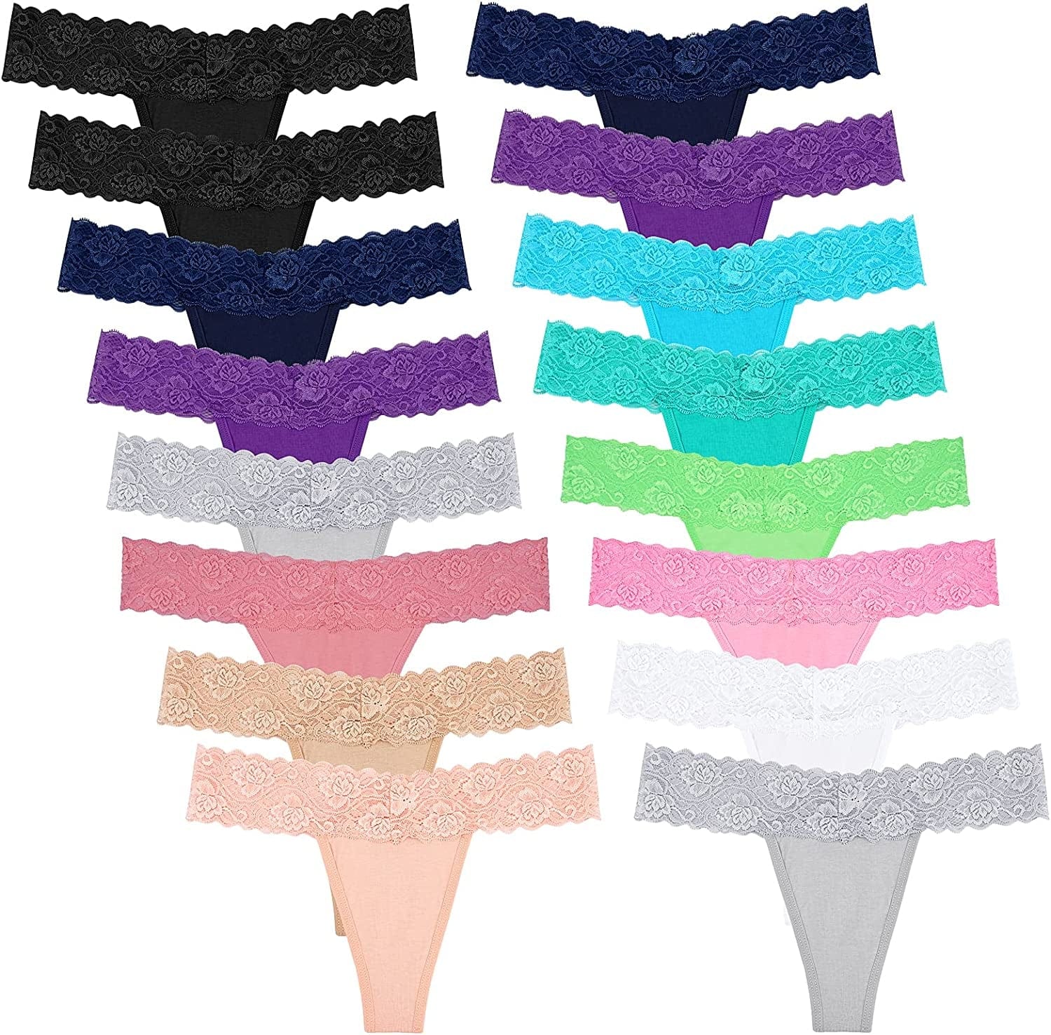 Lace Thongs for Women Thong Underwear Women Lace Panties Women Underwear Cotton Thongs for Women Pack Multicolor*16 / Small