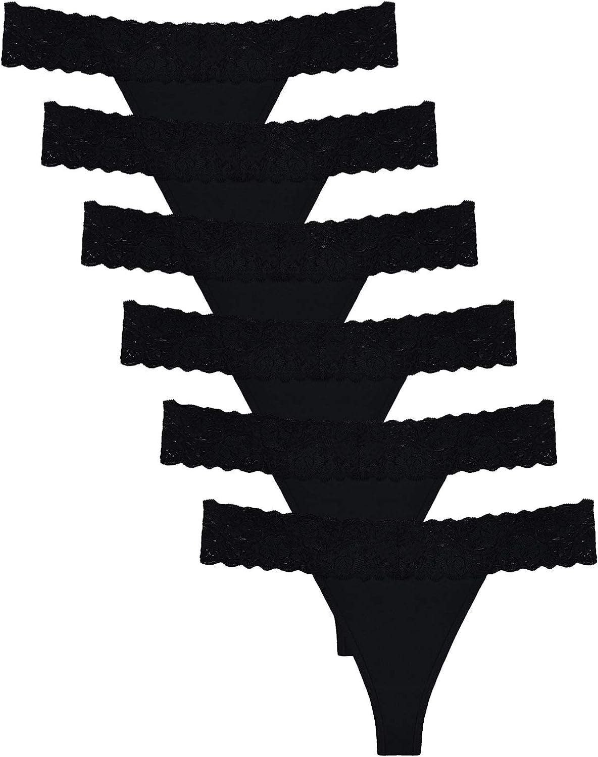 Lace Thongs for Women Thong Underwear Women Lace Panties Women Underwear Cotton Thongs for Women Pack Black / Small