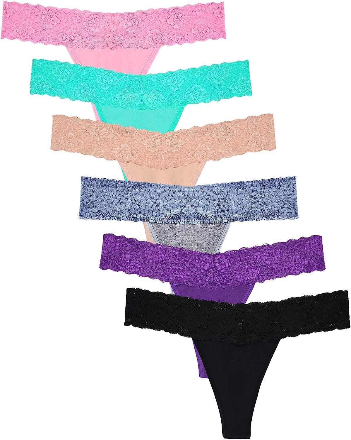 Lace Thongs for Women Thong Underwear Women Lace Panties Women Underwear Cotton Thongs for Women Pack Multi / Medium