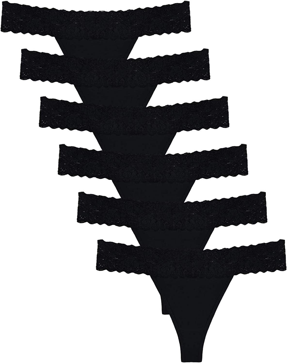 Lace Thongs for Women Thong Underwear Women Lace Panties Women Underwear Cotton Thongs for Women Pack Black / Medium