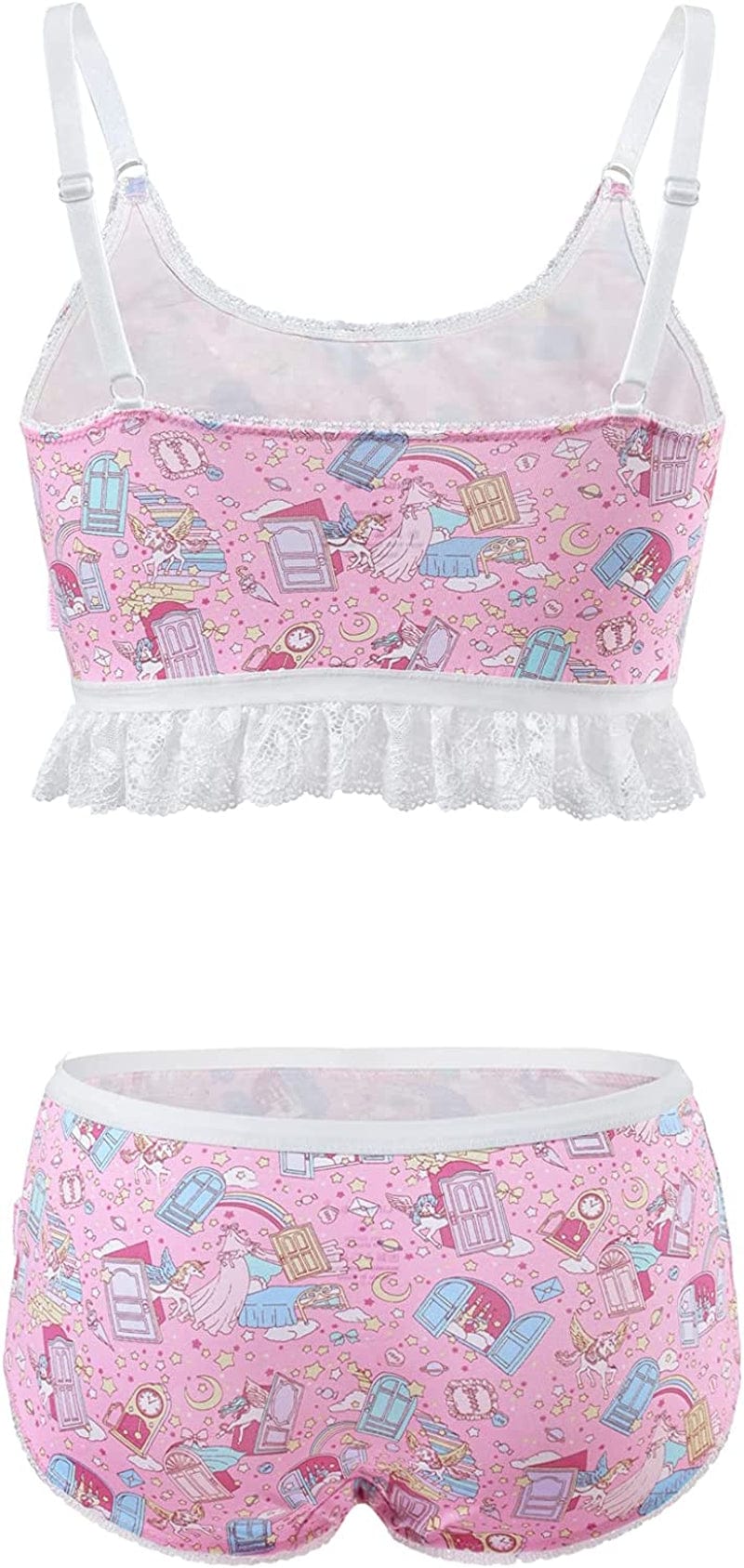 Lacy Trim Women Nightwear Strap Sleepwear Cami Top Shorts Lingerie Bralette Loungewear Set - Snuggle Bunny