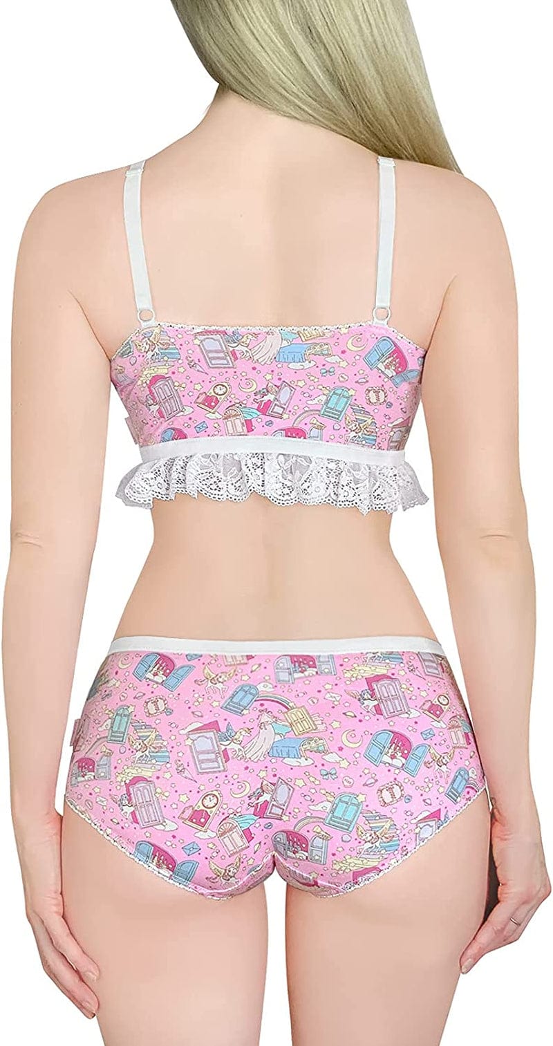 Lacy Trim Women Nightwear Strap Sleepwear Cami Top Shorts Lingerie Bralette Loungewear Set - Snuggle Bunny