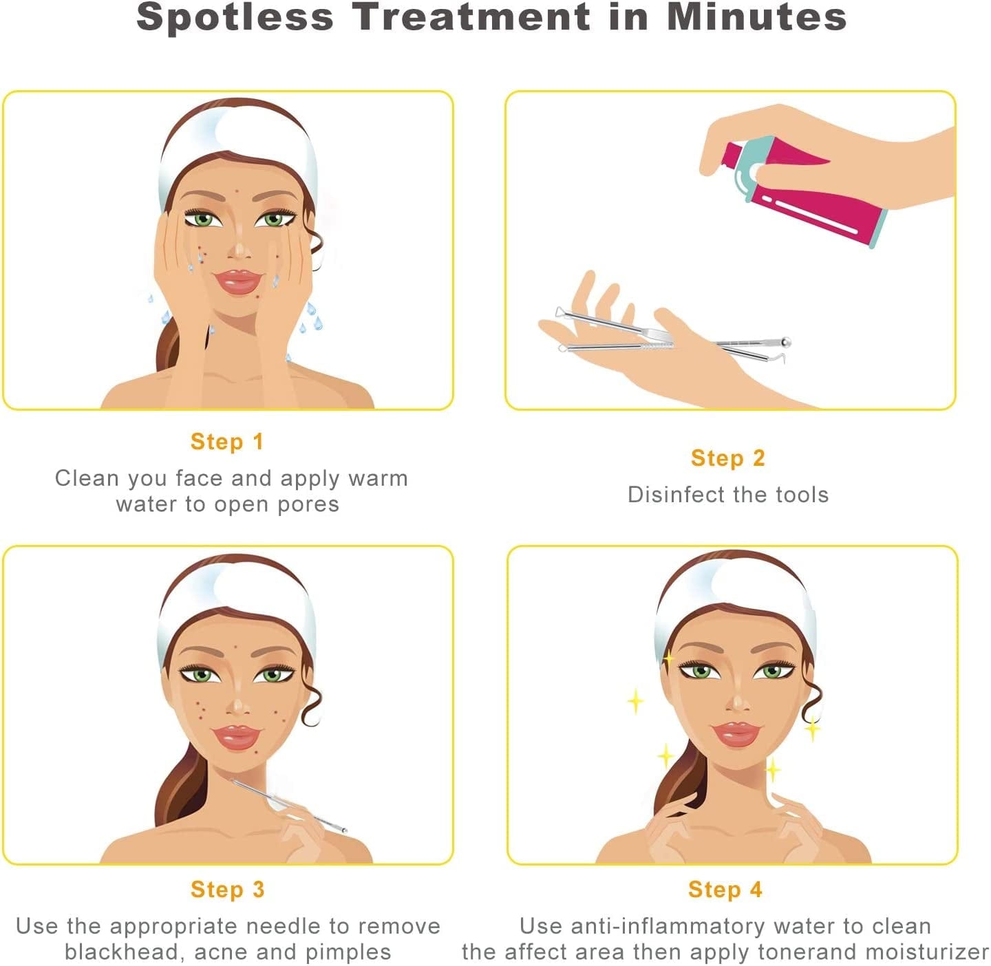Facial blemish extractor tool professional collection