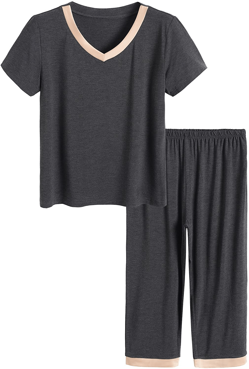 Latuza Women’s Sleepwear Tops with Capri Pants Pajama Sets Apparel & Accessories > Clothing > Sleepwear & Loungewear > Pajamas Latuza Dark Gray Medium