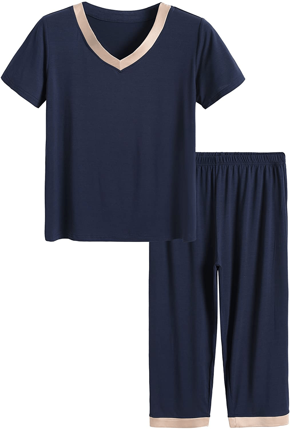 Latuza Women’s Sleepwear Tops with Capri Pants Pajama Sets Apparel & Accessories > Clothing > Sleepwear & Loungewear > Pajamas Latuza Navy XX-Large Plus