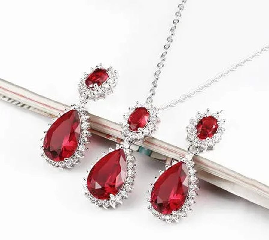 Lavencious Teardrop Dangle Necklace & Earring Sets for Women Trendy AAA Cubic Zirconia for Women