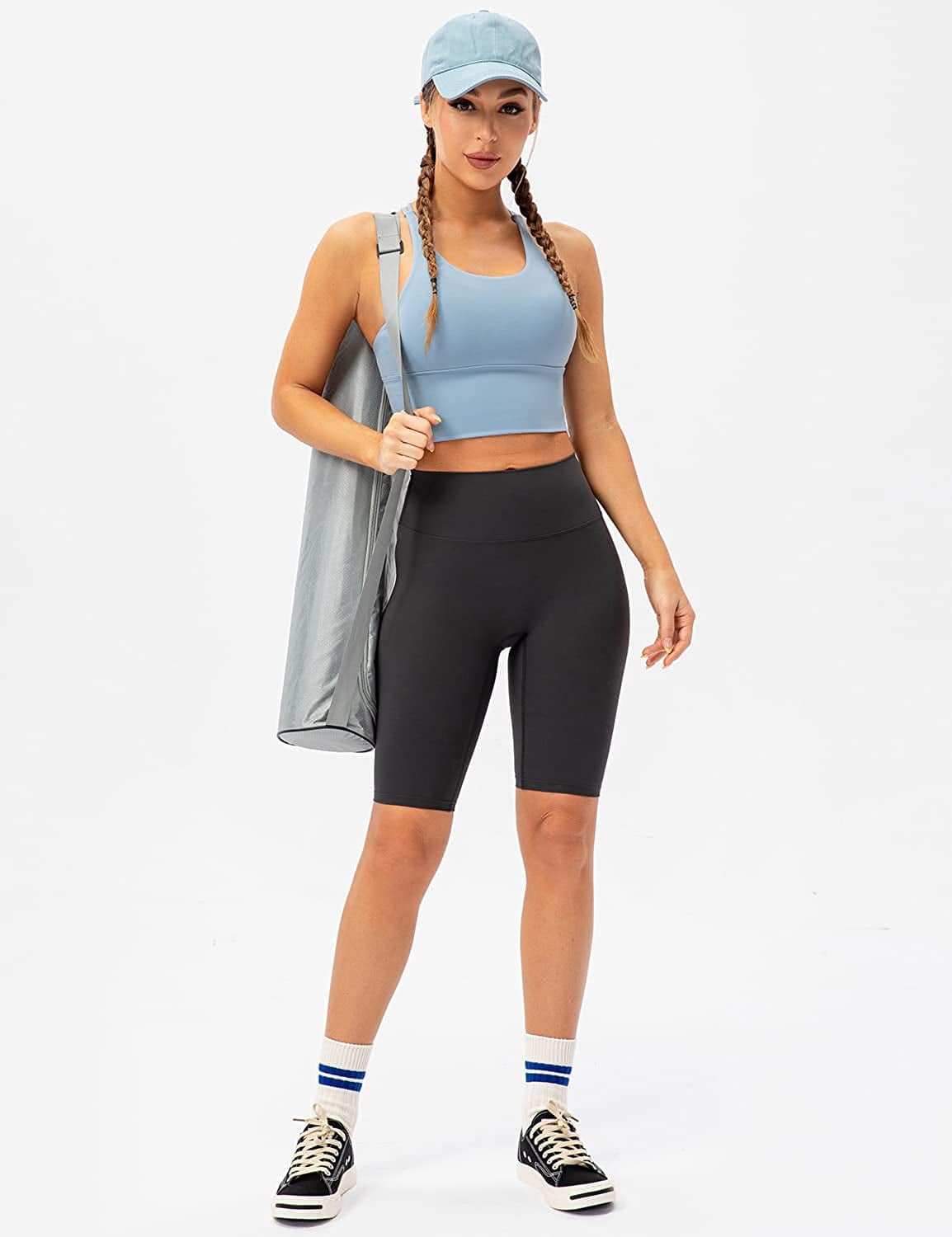 Lavento Women'S Sports Bra Medium Support Workout Yoga Longline Tops