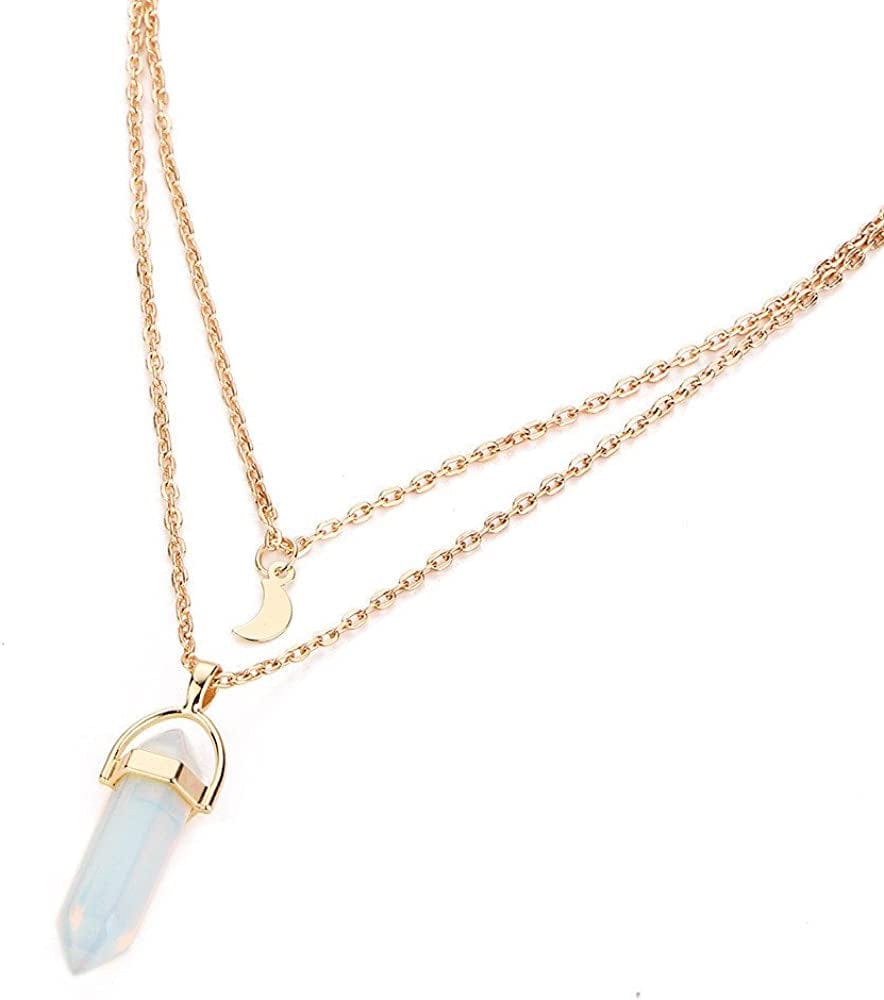 Layered Choker Pendant Necklaces for Women Trendy Choker Women Multilayer Necklace Irregular Pendant Chain Opals Crystal Necklaces & Chain Necklaces for Girls Aesthetic Y-2K White / One Size