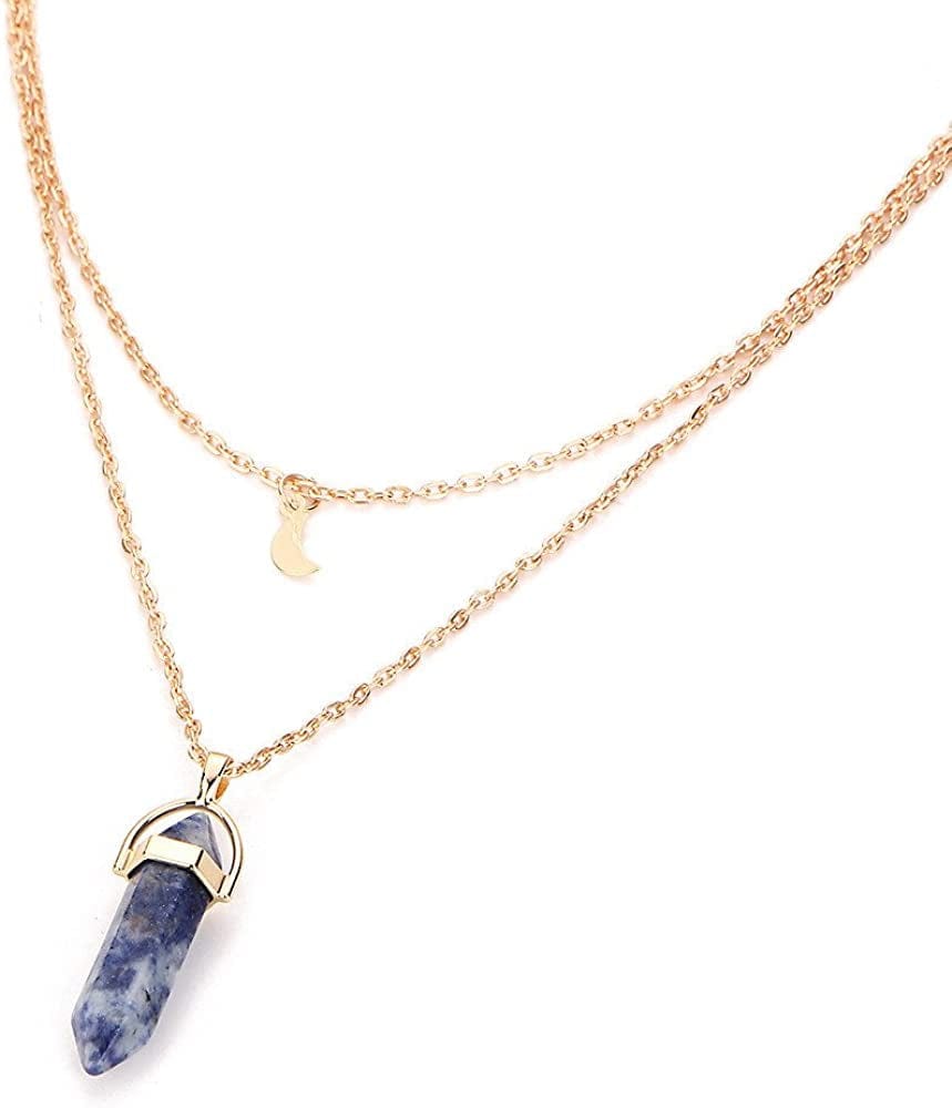 Layered Choker Pendant Necklaces for Women Trendy Choker Women Multilayer Necklace Irregular Pendant Chain Opals Crystal Necklaces & Chain Necklaces for Girls Aesthetic Y-2K Dark Blue / One Size