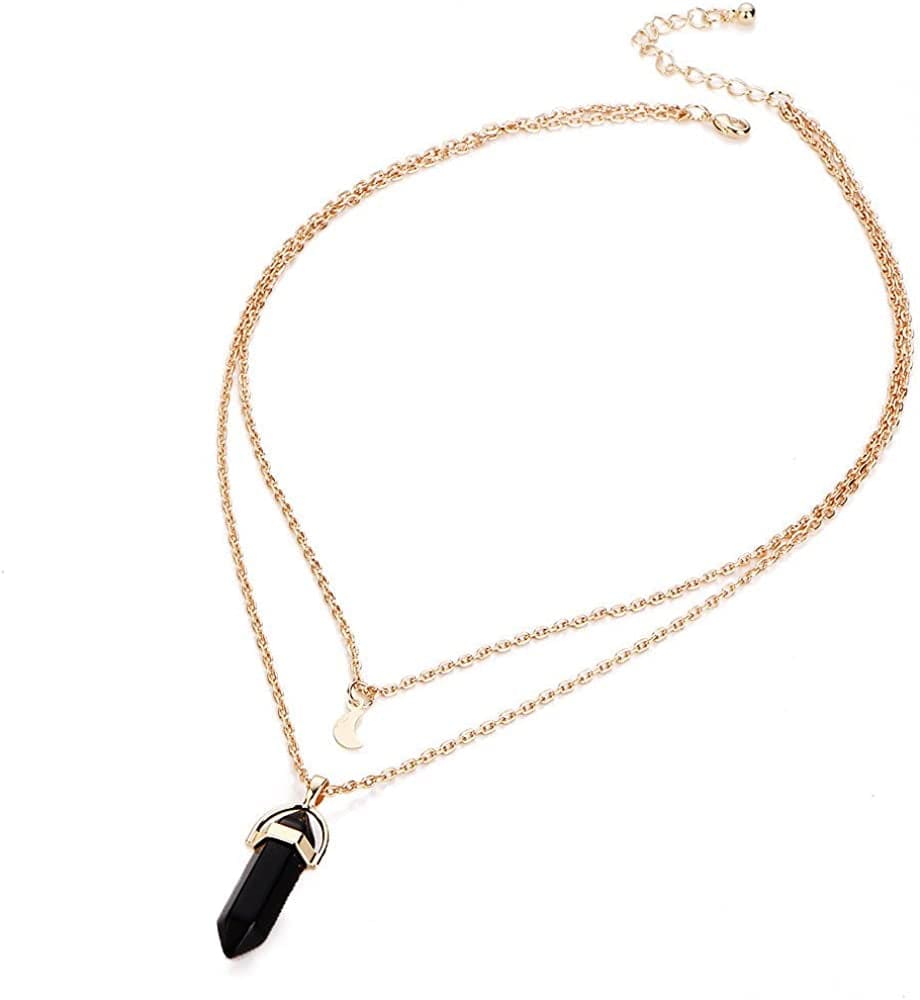 Layered Choker Pendant Necklaces for Women Trendy Choker Women Multilayer Necklace Irregular Pendant Chain Opals Crystal Necklaces & Chain Necklaces for Girls Aesthetic Y-2K Black / One Size