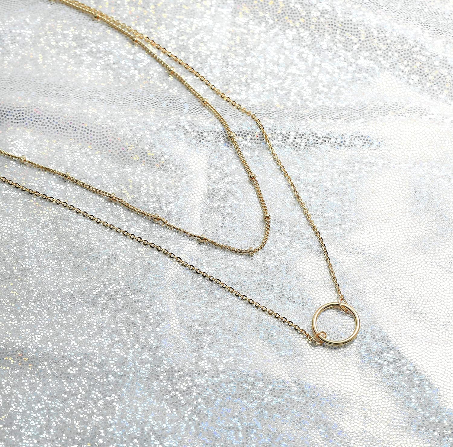 Layered Heart Necklace Pendant Handmade 18K Gold Plated Dainty Gold Choker Arrow Bar Layering Long Necklace for Women