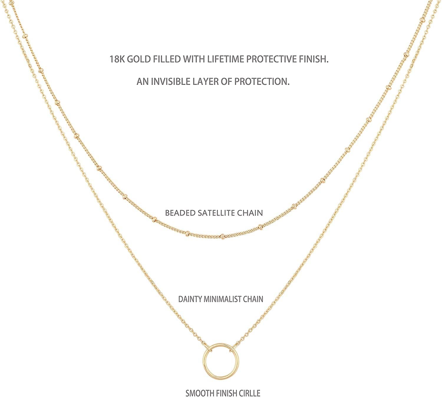 Layered Heart Necklace Pendant Handmade 18K Gold Plated Dainty Gold Choker Arrow Bar Layering Long Necklace for Women