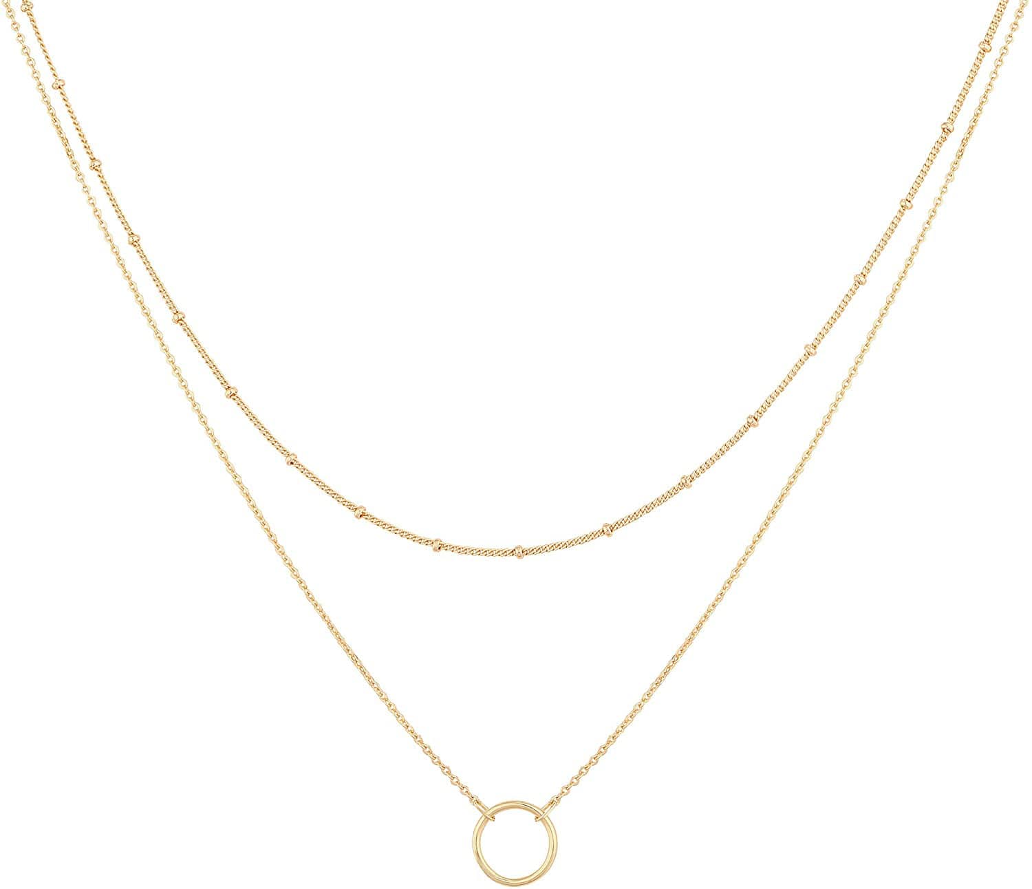 Layered Heart Necklace Pendant Handmade 18K Gold Plated Dainty Gold Choker Arrow Bar Layering Long Necklace for Women layer karma