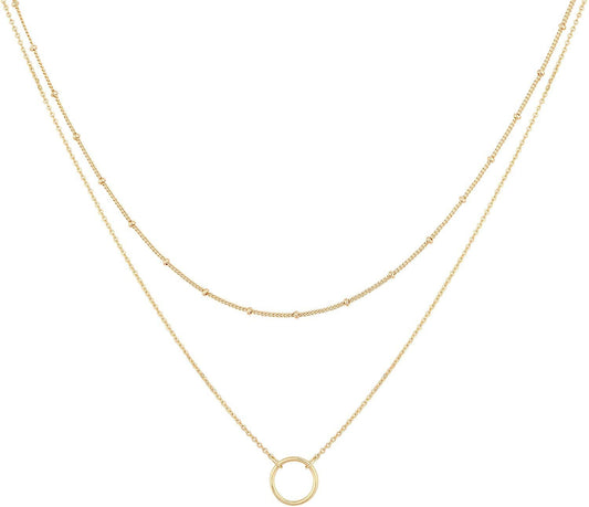 Layered Heart Necklace Pendant Handmade 18K Gold Plated Dainty Gold Choker Arrow Bar Layering Long Necklace for Women layer karma