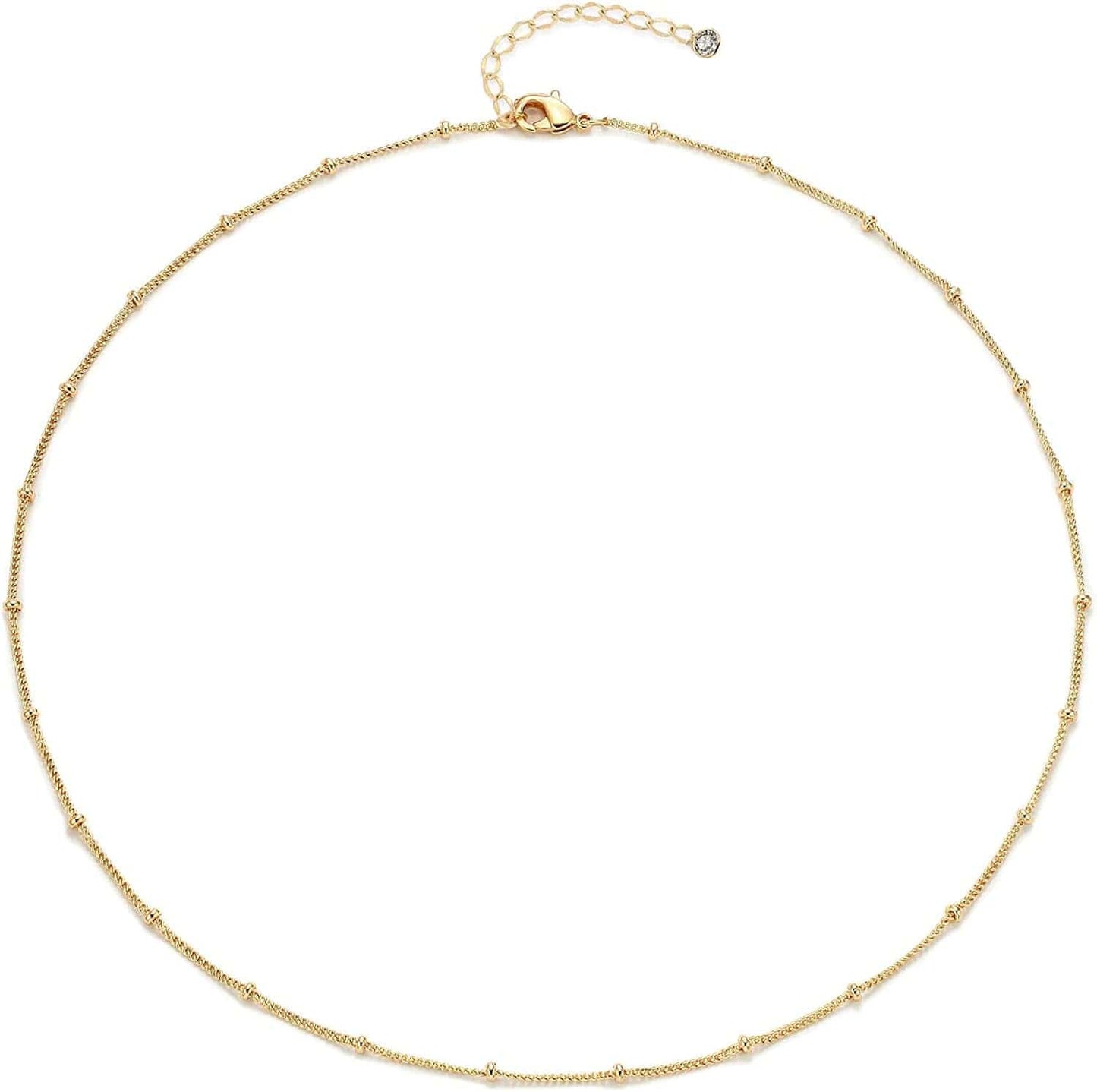 Layered Necklaces for Women - 14K Dainty Gold Plated Layering Chokers Necklaces Set Multilayer Delicate Necklace Trendy Adjustable Long Layered Necklaces for Women P Bead Necklace / Gold Plated
