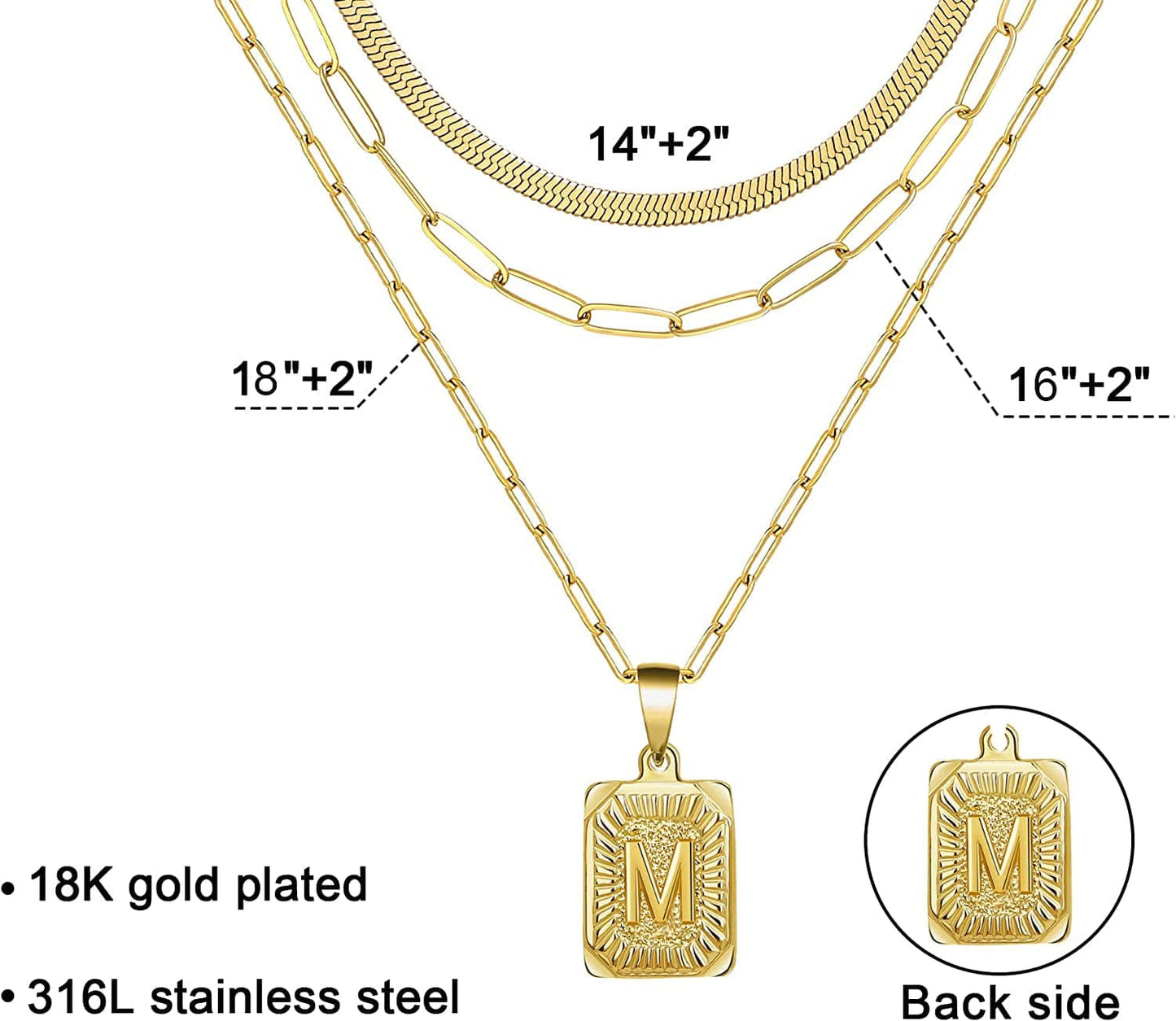 Layered Necklaces for Women Dainty Paperclip Snake Choker Chain Necklaces Letter Initial Pendant Chains Gold Layered Necklace for Women