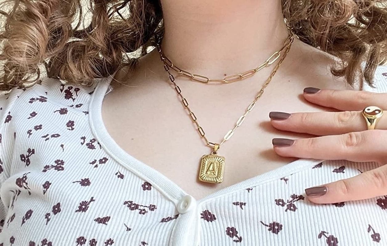 Layered Necklaces for Women Dainty Paperclip Snake Choker Chain Necklaces Letter Initial Pendant Chains Gold Layered Necklace for Women