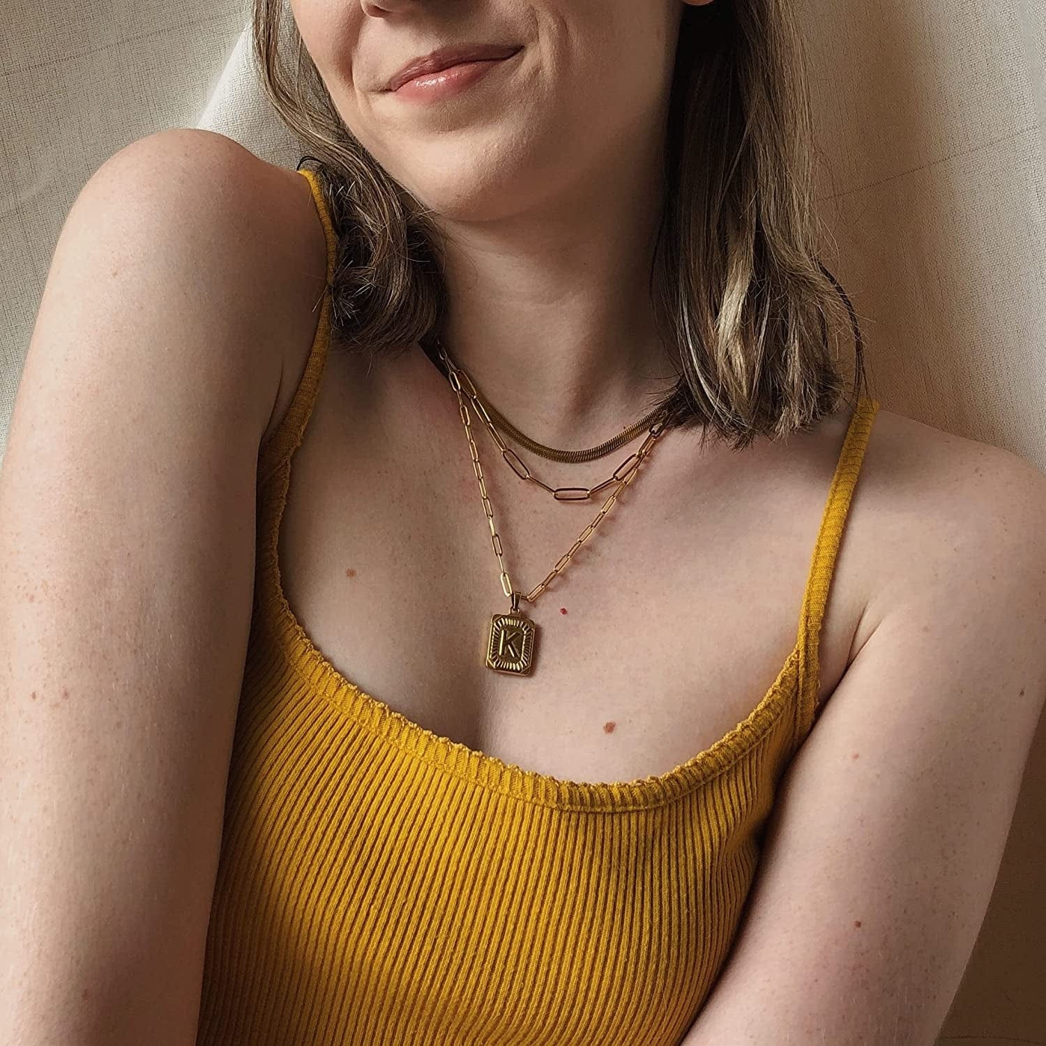 Layered Necklaces for Women Dainty Paperclip Snake Choker Chain Necklaces Letter Initial Pendant Chains Gold Layered Necklace for Women