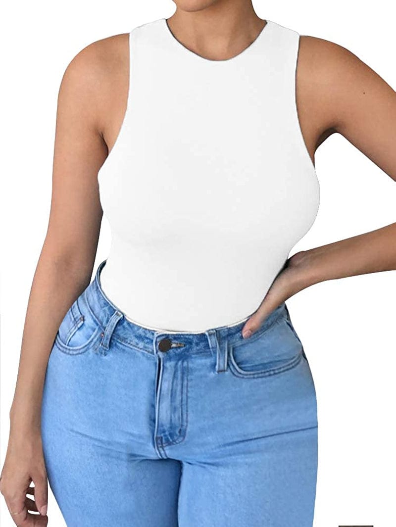 LCNBA Women'S Sexy High Neck Sleeveless Bodysuit Basic Top Bodysuit Jumpsuit