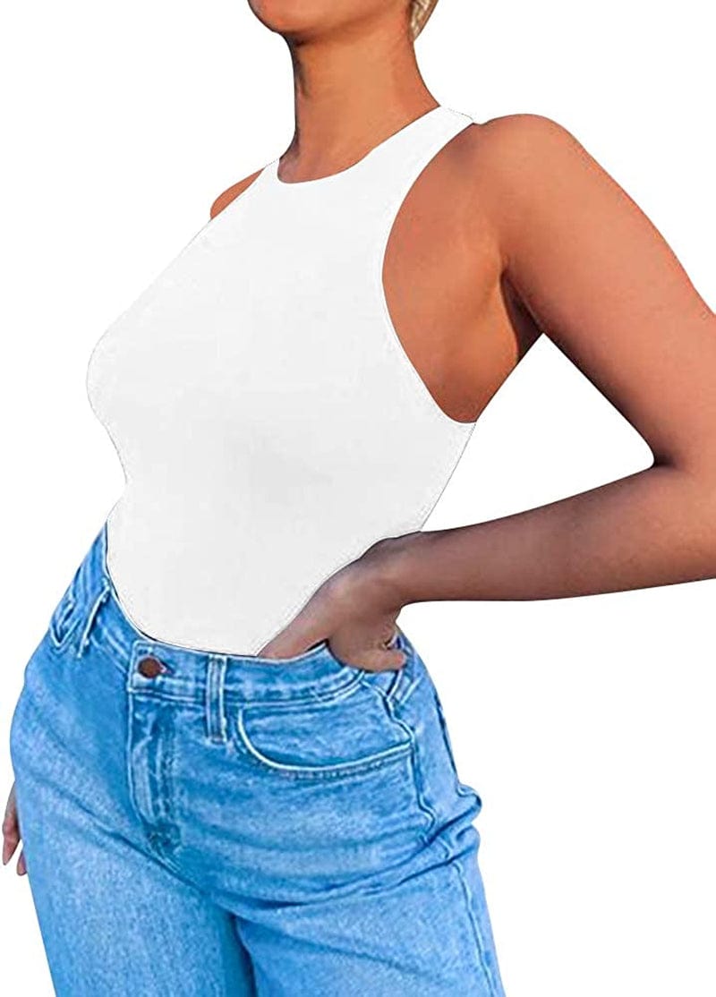 LCNBA Women'S Sexy High Neck Sleeveless Bodysuit Basic Top Bodysuit Jumpsuit