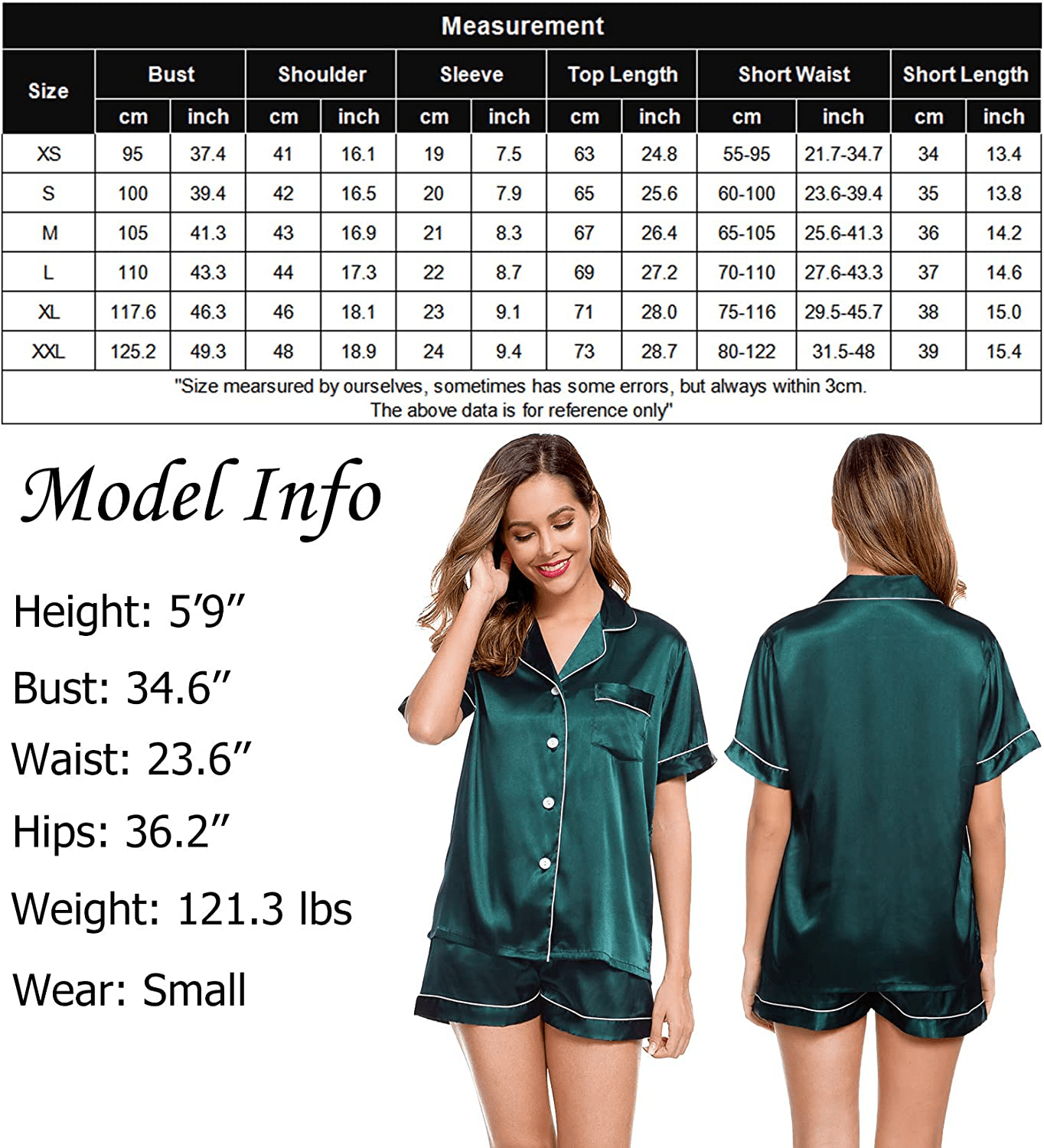 Lecgee Womens Silk Satin Pajamas Short Sleeve Loungewear Two-Piece Sleepwear Button-Down Pj Set Apparel & Accessories > Clothing > Sleepwear & Loungewear > Pajamas Kylie Max